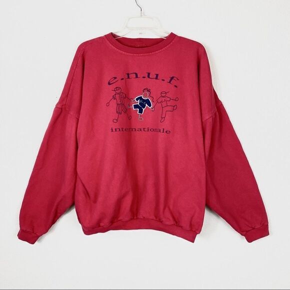 Vintage 90’s e.n.u.f. Internationale Red Oversized Sweatshirt - Picture 4 of 8